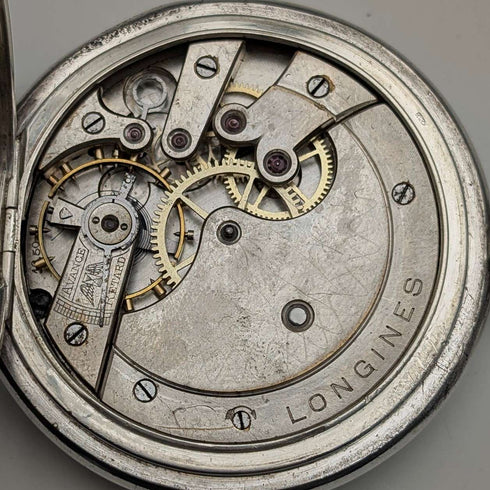 1911年頃 アンティーク ロンジン 懐中時計 銀側ハンターケース ローマンインデックス 動作良好