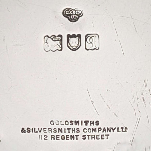 1911年 英国古董 镂空装饰 纯银带足水果碗 436克 Goldsmiths&Silversmiths