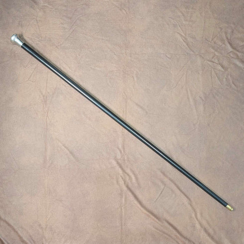 Bastón antiguo británico de 1921, con eje negro y empuñadura de plata esterlina, 91 cm