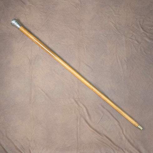 1900년경 앤티크 말라카 샤프트 순은제 론델 핸들 스틱 지팡이 90cm