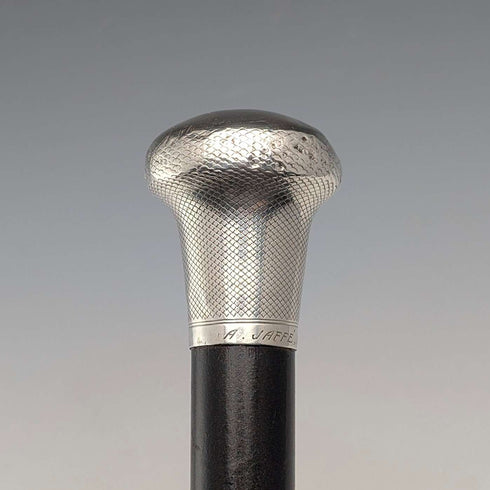 Bastón antiguo británico de 1921, con eje negro y empuñadura de plata esterlina, 91 cm