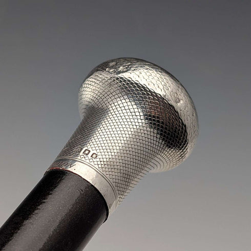 Bastón antiguo británico de 1921, con eje negro y empuñadura de plata esterlina, 91 cm