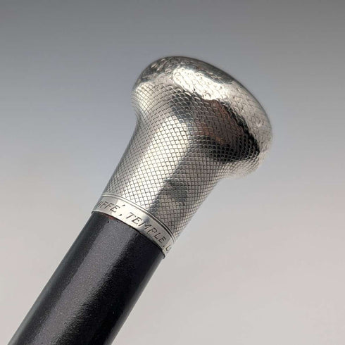 Bastón antiguo británico de 1921, con eje negro y empuñadura de plata esterlina, 91 cm