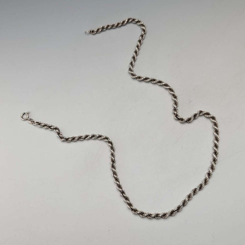 英国ヴィンテージ 純銀製 ツイストチェーン ネックレス46cm 12g NJS