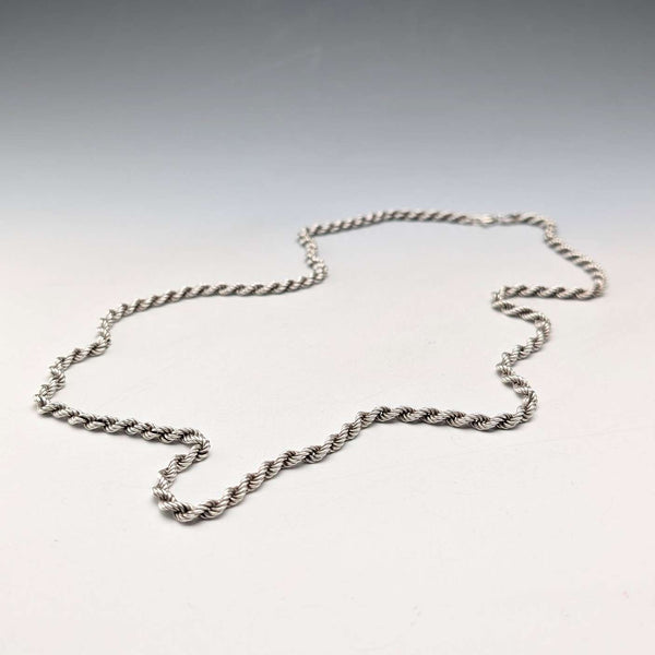 Collar de cadena trenzada de plata de ley vintage británica, 62 cm, 16 g, JM