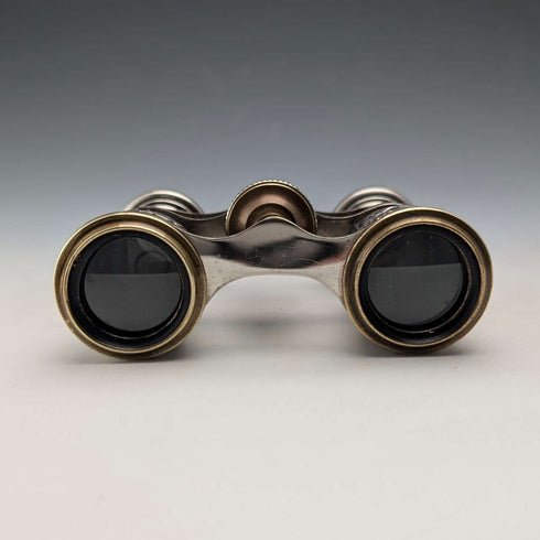 Circa 1900 Antique Silver Plate Hunting Decoration Opera Glasses Binoculars