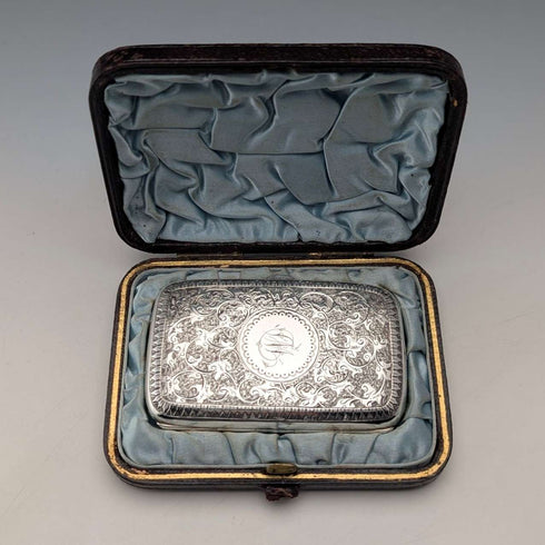 1880 年英國古董純銀煙盒,51 克,附盒,Hilliard & Thomason