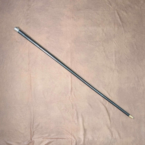 1889年 英国アンティーク ブラックシャフト 純銀製ロンデルハンドル 軽量ステッキ 杖 88cm