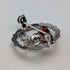 Vintage British sterling silver amber stone round brooch, Ward Brothers