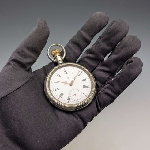 1910年頃 アンティーク オメガ 懐中時計 直径53mm 合金ケース 動作良好