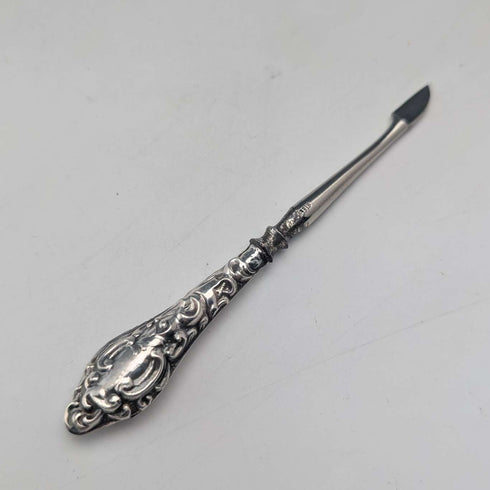 1910 British antique sterling silver handle grooming set of 5, J&R Griffin, with case