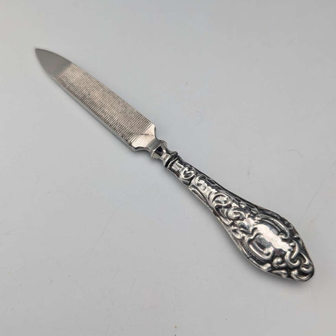 1910 British antique sterling silver handle grooming set of 5, J&R Griffin, with case