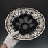 Cuenco americano antiguo de cristal ébano con revestimiento de plata, 28 cm de diámetro