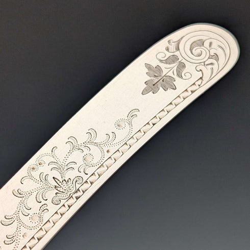 1923 British Antique Pure Silver Handle Dessert Cutlery 5 Pair Yates Brothers Wooden Box