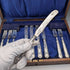 1923 British Antique Pure Silver Handle Dessert Cutlery 5 Pair Yates Brothers Wooden Box