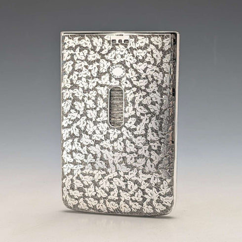 Estuche para tarjetas de plata de ley victoriano, 1897, mecanismo deslizante, 80 g, Henry Williamson