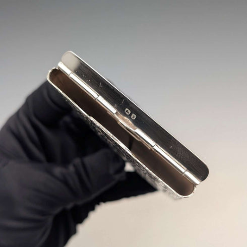 Estuche para tarjetas de plata de ley victoriano, 1897, mecanismo deslizante, 80 g, Henry Williamson