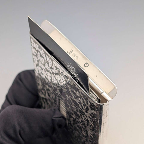 Estuche para tarjetas de plata de ley victoriano, 1897, mecanismo deslizante, 80 g, Henry Williamson