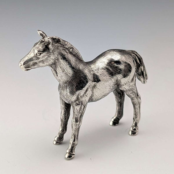 Figura en miniatura de caballo de plata esterlina, vintage británico de 1979, 53 g, BSE Products