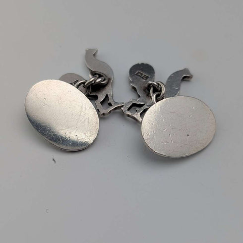 Gemelos de plata de ley con grabado de gallo, vintage británico de 1953, Deakin & Francis