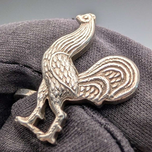 Gemelos de plata de ley con grabado de gallo, vintage británico de 1953, Deakin & Francis