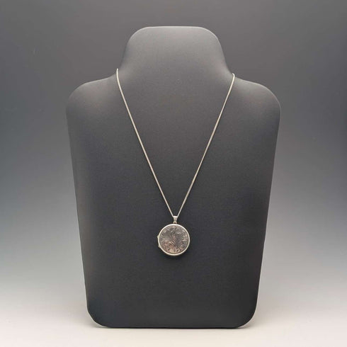 1972年 英国ヴィンテージ 純銀製 丸型ロケットペンダント 純銀ネックレス付き 計11.5g Exquisite Jewellery