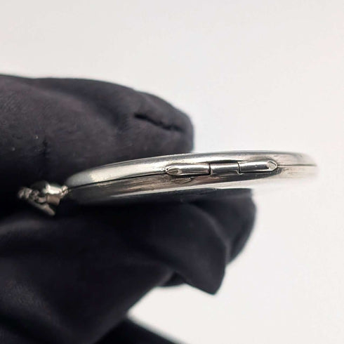 1972年 英国ヴィンテージ 純銀製 丸型ロケットペンダント 純銀ネックレス付き 計11.5g Exquisite Jewellery