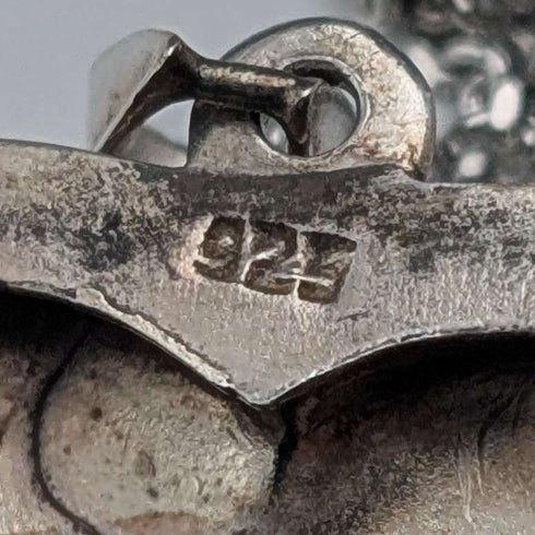 Colgante relicario vintage de plata de ley en forma de corazón con cadena de plata de ley, 7,3 g en total