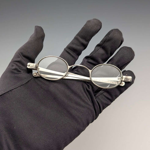 Antigüedad británica georgiana de principios del siglo XIX, gafas pequeñas de plata esterlina, Mary Ann Holmes
