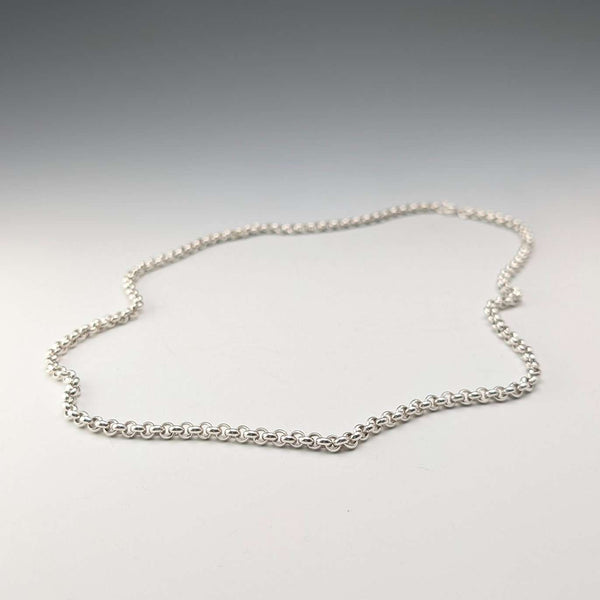 Collar de cadena de eslabones tipo cable de plata de ley vintage británica, 56 cm, 28,2 g, CC