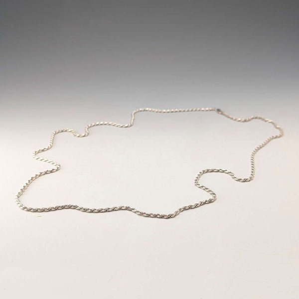 Collar de cadena trenzada de plata de ley vintage británica, 90 cm, 22,3 g, milor