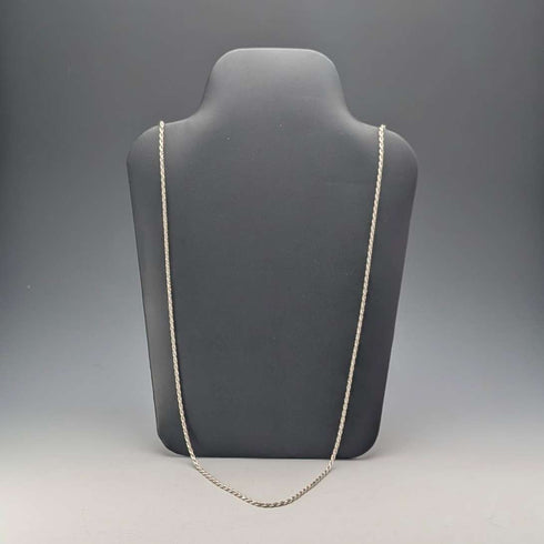 Collar de cadena trenzada de plata de ley vintage británica, 90 cm, 22,3 g, milor