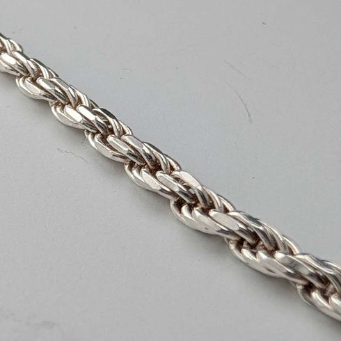 Collar de cadena trenzada de plata de ley vintage británica, 90 cm, 22,3 g, milor