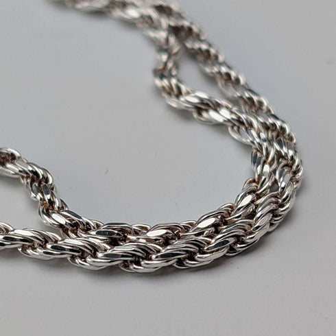 Collar de cadena trenzada de plata de ley vintage británica, 90 cm, 22,3 g, milor