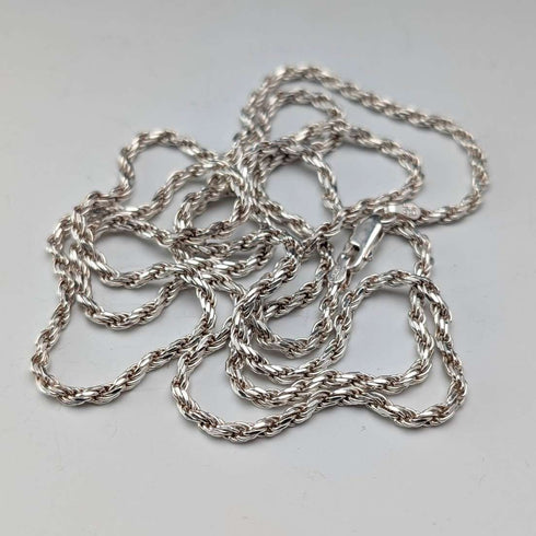 Collar de cadena trenzada de plata de ley vintage británica, 90 cm, 22,3 g, milor