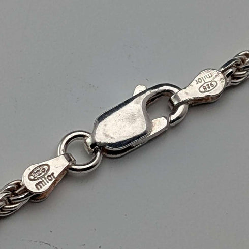Collar de cadena trenzada de plata de ley vintage británica, 90 cm, 22,3 g, milor