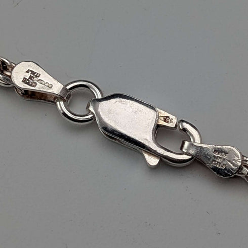 Collar de cadena trenzada de plata de ley vintage británica, 90 cm, 22,3 g, milor