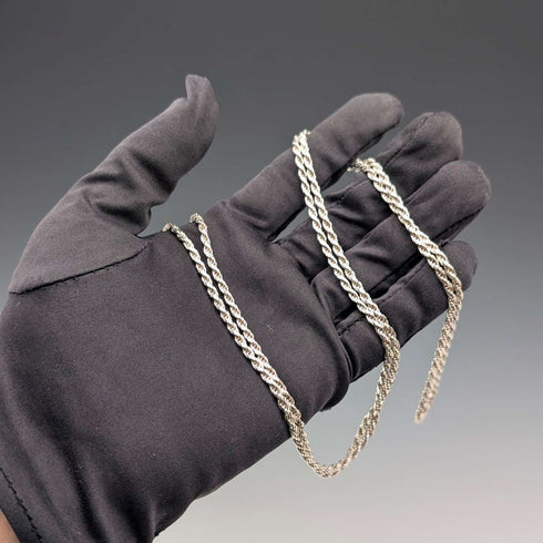 Collar de cadena trenzada de plata de ley vintage británica, 90 cm, 22,3 g, milor