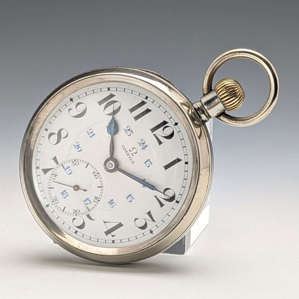 1920년경 앤티크 오메가 회중시계 직경 53mm 철도 시계 합금 케이스 작동 양호