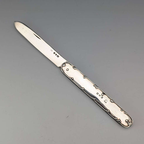 1898年 英国アンティーク 純銀製ハンドル&ブレード ペンナイフ ケース入り James Deakin&Sons
