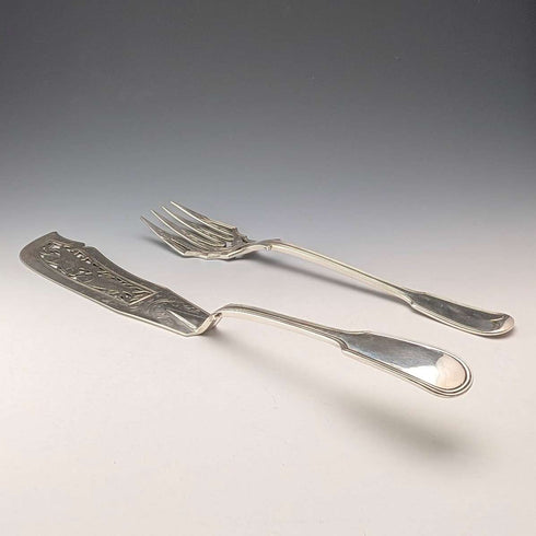 1850년 영국 앤틱 순은제 피쉬 서버 페어 총 314g John James Whiting