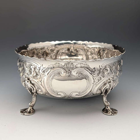 Cuenco de plata de ley con pedestal, 1873, antigüedad británica, 236 g, Daniel & Charles Houle