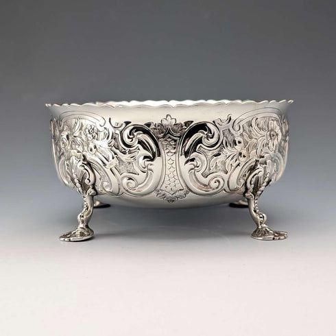 Cuenco de plata de ley con pedestal, 1873, antigüedad británica, 236 g, Daniel & Charles Houle