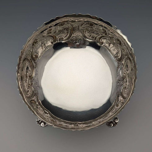 Cuenco de plata de ley con pedestal, 1873, antigüedad británica, 236 g, Daniel & Charles Houle