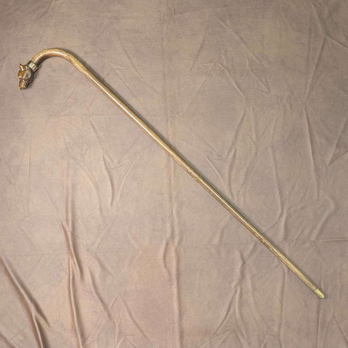 复古棕色轴树脂狗头手柄金色装饰手杖 90cm