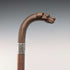 1919 British antique brown shaft dog head handle pure silver decorated walking stick 87cm Jonathan Howell