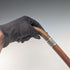 1919 British antique brown shaft dog head handle pure silver decorated walking stick 87cm Jonathan Howell