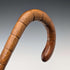 Circa 1921 British antique brown shaft, curved handle, pure silver decoration, walking stick, 88cm