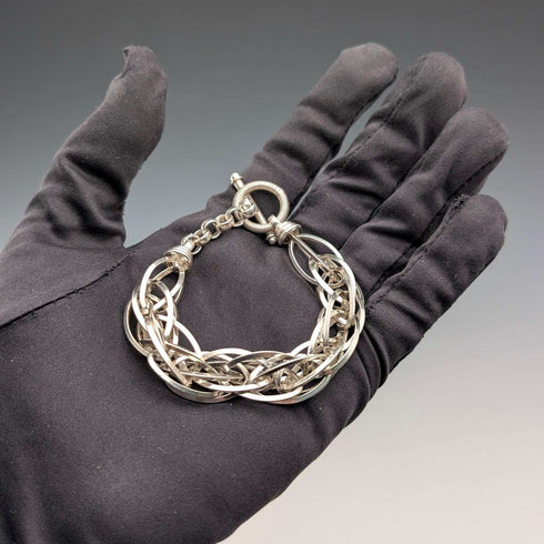 Vintage sterling silver extra thick weave chain bracelet 31g