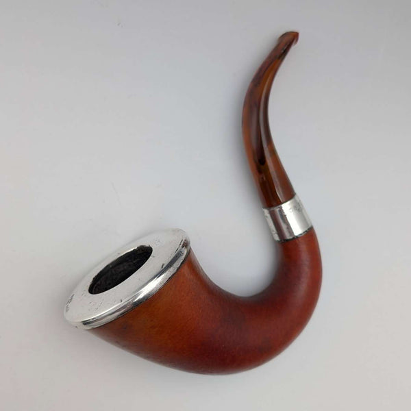 【Pedido】Pipa de calabaza con decoración de plata de ley, antigüedad británica de 1910, SINGLETON&COLE